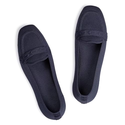 Frank Mully Damen Loafer Flats Square Toe Bequeme Büro Arbeitsschuhe Cute Penny Loafer Slip On Walking Driving Schuhe, 6046navy, 37.5 EU von Frank Mully