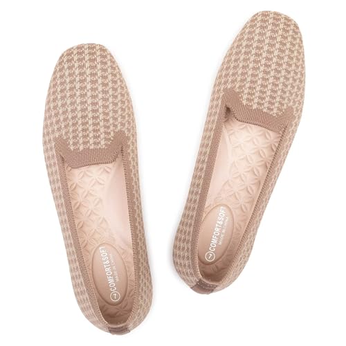 Frank Mully Damen Loafer Flats Square Toe Bequeme Büro Arbeitsschuhe Cute Penny Loafer Slip On Walking Driving Schuhe, Brownn Grid, 37.5 EU von Frank Mully