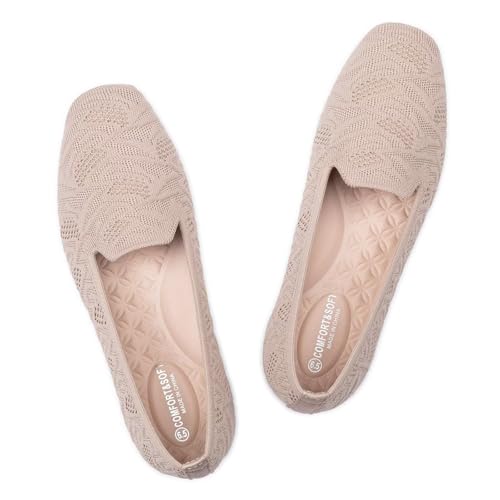 Frank Mully Damen Loafer Flats Square Toe Bequeme Büro Arbeitsschuhe Cute Penny Loafer Slip On Walking Driving Schuhe, Ecru Muster, 39.5 EU von Frank Mully