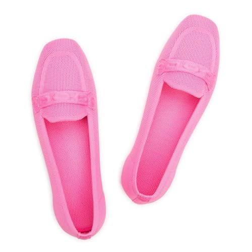 Frank Mully Damen Loafer Flats Square Toe Bequeme Büro Arbeitsschuhe Cute Penny Loafer Slip On Walking Driving Schuhe, Pink, 39 EU von Frank Mully
