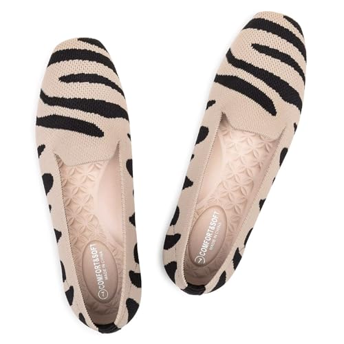 Frank Mully Damen Loafer Flats Square Toe Bequeme Büro Arbeitsschuhe Cute Penny Loafer Slip On Walking Driving Schuhe, Schwarzer Streifen, 38 EU von Frank Mully