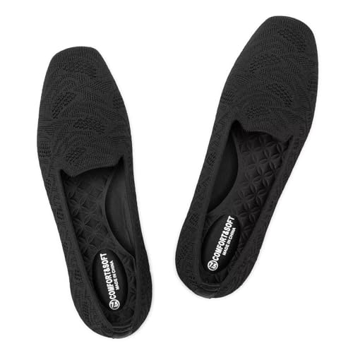 Frank Mully Damen Loafer Flats Square Toe Bequeme Büro Arbeitsschuhe Cute Penny Loafer Slip On Walking Driving Schuhe, Schwarzes Muster, 40 EU von Frank Mully