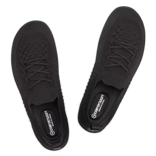 Frank Mully Damen-Wanderschuhe, breite Zehenbox, Barfußschuhe, gestrickt, modisch, Sneaker mit Fußgewölbeunterstützung, 6087black, 39.5 EU von Frank Mully