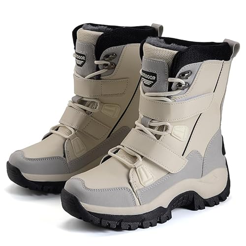 Frank Mully Damen-Winterstiefel, wasserdicht, gefüttert, für den Winter, warme Schneestiefel Beige 41 EU von Frank Mully