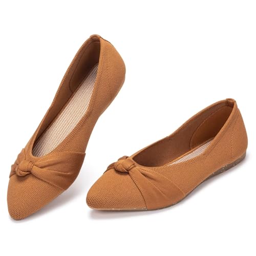 Frank Mully Flache Damen-Schuhe, klassisch, spitzer Zehenbereich, gestrickt, elegante Schuhe, weich, flach, bequem, elegant, Kitz, 36 EU von Frank Mully