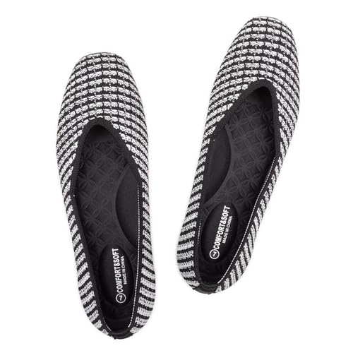 Frank Mully Flache Damen-Schuhe, quadratischer Zehenbereich, gestrickt, flach, bequem, elegant, flach für den täglichen Gebrauch, waschbar, Rückseite weißes Gitter, 37 EU Frank Mully Flache Damen-Schuhe, quadratischer Zehenbereich, gestrickt, flach, bequem, elegant, flach für den täglichen Gebrauch, waschbar, Rückseite weißes Gitter, 37 EU von Frank Mully