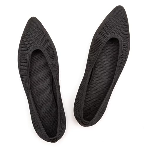 Frank Mully Flache Damen-Schuhe mit spitzem Zehenbereich, gestrickt, bequeme Damenschuhe, Schlupfschuhe für Damen, klassisch, weich, niedriger Keilabsatz, 6039 Schwarz, 41 EU Frank Mully Flache Damen-Schuhe mit spitzem Zehenbereich, gestrickt, bequeme Damenschuhe, Schlupfschuhe für Damen, klassisch, weich, niedriger Keilabsatz, 6039 Schwarz, 41 EU von Frank Mully