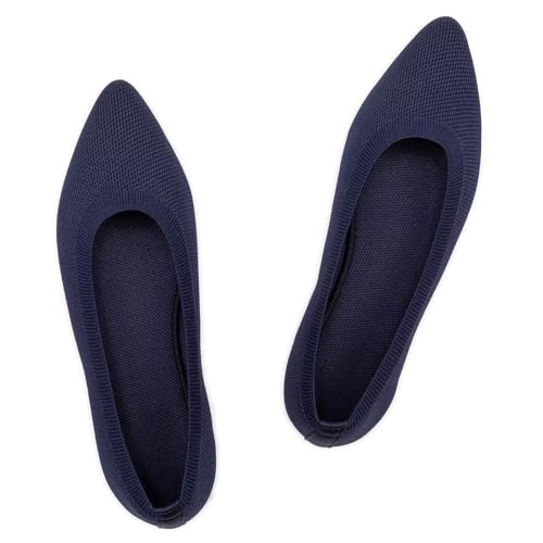 Frank Mully Flache Damen-Wanderschuhe mit spitzem Zehenbereich, gestrickt, leicht, atmungsaktiv, bequem, mit Fußgewölbeunterstützung, weiche, flexible Sohle für Arbeit, Reisen, Ablue, 38 EU von Frank Mully