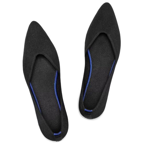Frank Mully Flache Damenschuhe, Klassische Flache Schuhe mit spitzer Zehenpartie, gestrickte Abendschuhe, weiche Flache Schuhe für Damen, bequem und elegant, Schwarz, 38 EU Frank Mully Flache Damenschuhe, Klassische Flache Schuhe mit spitzer Zehenpartie, gestrickte Abendschuhe, weiche Flache Schuhe für Damen, bequem und elegant, Schwarz, 38 EU von Frank Mully