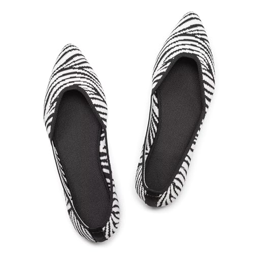 Frank Mully Flache Damenschuhe, Klassische Flache Schuhe mit spitzer Zehenpartie, gestrickte Abendschuhe, weiche Flache Schuhe für Damen, bequem und elegant, Streifen, 41 EU von Frank Mully