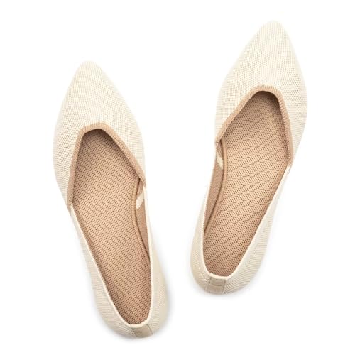 Frank Mully Flache Damenschuhe, Klassische Flache Schuhe mit spitzer Zehenpartie, gestrickte Abendschuhe, weiche Flache Schuhe für Damen, bequem und elegant, Weiß, 39.5 EU Frank Mully Flache Damenschuhe, Klassische Flache Schuhe mit spitzer Zehenpartie, gestrickte Abendschuhe, weiche Flache Schuhe für Damen, bequem und elegant, Weiß, 39.5 EU von Frank Mully