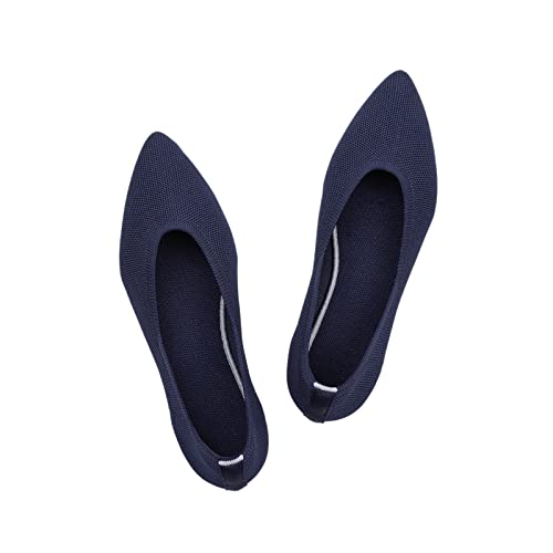 Frank Mully Frauen Spitze Zehe Ballett flach Strickkleid Schuhe Low Wedge Flache Schuhe Komfort Slip On Flats Schuhe für Frau Klassische Schuhe, Blau, 36 EU von Frank Mully