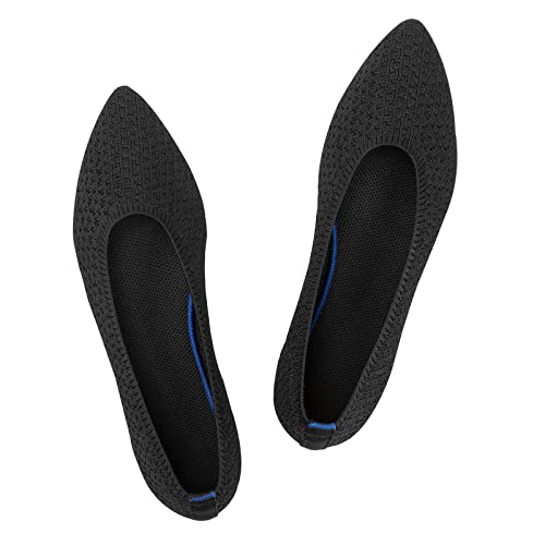 Frank Mully Frauen Spitze Zehe Ballett flach Strickkleid Schuhe Low Wedge Flache Schuhe Komfort Slip On Flats Schuhe für Frau Klassische Schuhe, Schwarz, 41 EU von Frank Mully