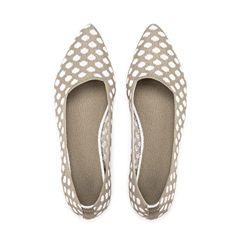 Frank Mully Frauen Spitze Zehe Ballett flach Strickkleid Schuhe Low Wedge Flache Schuhe Komfort Slip On Flats Schuhe für Frau Klassische weiche Schuhe, 3 Grün, 40.5 EU von Frank Mully