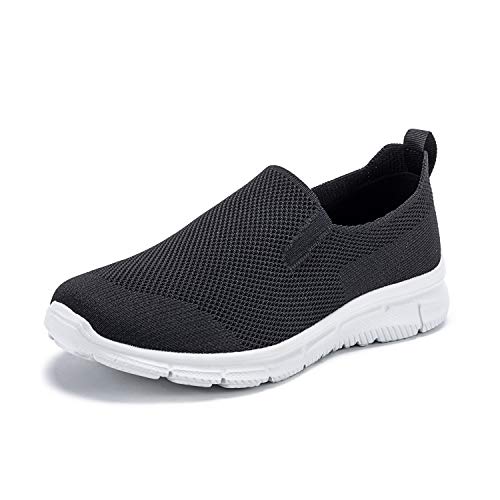 Frank Mully Herren-Schlupfschuhe, leicht, lässig, gestrickt, Loafer, Sneaker, bequeme Mesh-Arbeitsschuhe, athletisch, Walkingschuhe für Herren, atmungsaktiv, 004black, 39.5 EU von Frank Mully