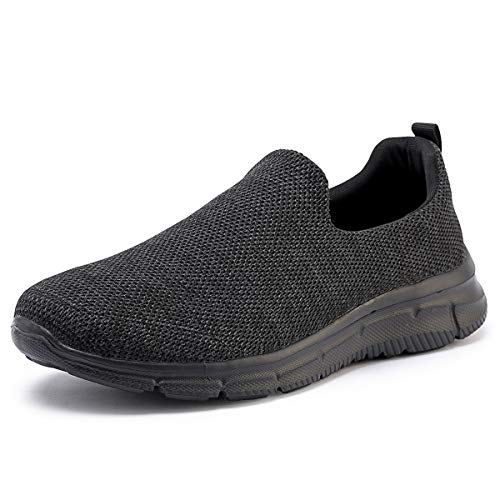 Frank Mully Herren-Schlupfschuhe, leicht, lässig, gestrickt, Loafer, Sneaker, bequeme Mesh-Arbeitsschuhe, athletisch, Walkingschuhe für Herren, atmungsaktiv, Schwarz, 43 EU von Frank Mully