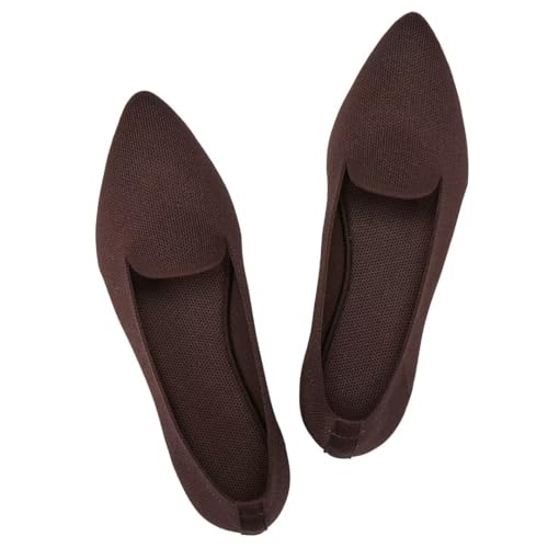 Frank Mully Lässige Loafer für Damen, flache Schlupfschuhe, bequeme Strickschuhe, flache Schuhe, klassisch, spitzer Zehenbereich, für Arbeit, Reisen, 6035coffee, 40 EU von Frank Mully