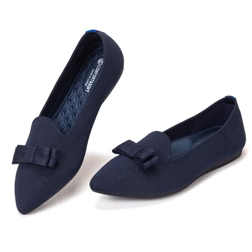 Frank Mully Loafer Flats für Damen Lässiger Strickstoff Schuhe Waschbar Schnürschuhe mit spitzer Zehenpartie Bequeme Schuhe im Ballettstil für, Dunkelblau, 42.5 EU Frank Mully Loafer Flats für Damen Lässiger Strickstoff Schuhe Waschbar Schnürschuhe mit spitzer Zehenpartie Bequeme Schuhe im Ballettstil für, Dunkelblau, 42.5 EU von Frank Mully