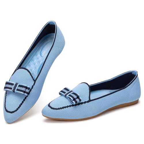 Frank Mully Loafer Flats für Damen Lässiger Strickstoff Schuhe Waschbar Schnürschuhe mit spitzer Zehenpartie Bequeme Schuhe im Ballettstil für, hellblau, 40 EU Frank Mully Loafer Flats für Damen Lässiger Strickstoff Schuhe Waschbar Schnürschuhe mit spitzer Zehenpartie Bequeme Schuhe im Ballettstil für, hellblau, 40 EU von Frank Mully