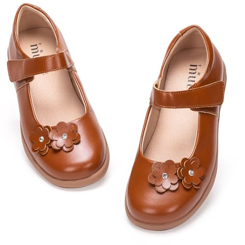 Frank Mully Mädchen-Kleiderschuhe Mädchen Mary Jane Flache Schuhe Ballerinas Flache Party-Schulschuhe mit Schleife für Kleinkinder/kleine Kinder/große Kinder, Braun, 37 EU von Frank Mully
