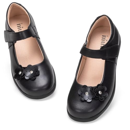 Frank Mully Mädchen-Kleiderschuhe Mädchen Mary Jane Flache Schuhe Ballerinas Flache Party-Schulschuhe mit Schleife für Kleinkinder/kleine Kinder/große Kinder, HSchwarz, 32.5 EU von Frank Mully