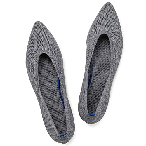Frank Mully Frauen Spitze Zehe Ballett Flach Strickkleid Schuhe Low Wedge Komfort Slip On Flats Für Frau Klassische, Grau, 36.5 EU von Frank Mully