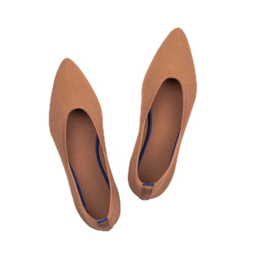 Frank Mully Frauen Spitze Zehe Ballett Flach Strickkleid Schuhe Low Wedge Komfort Slip On Flats Für Frau Klassische, Fawn, 35.5 EU von Frank Mully