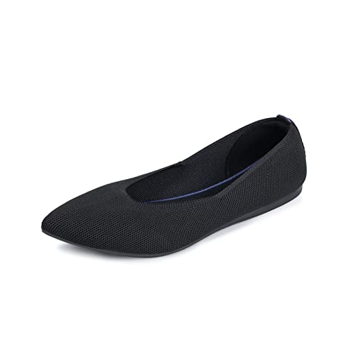 Frank Mully Frauen Spitze Zehe Ballett flach Strickkleid Schuhe Low Wedge Flache Schuhe Komfort Slip On Flats Schuhe für Frau Klassische Schuhe, Schwarz, 35 EU von Frank Mully