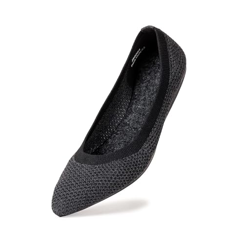 Frank Mully Frauen Spitze Zehe Ballett flach Strickkleid Schuhe Low Wedge Flache Schuhe Komfort Slip On Flats Schuhe für Frau Klassische Schuhe, Schwarz, 35 EU von Frank Mully