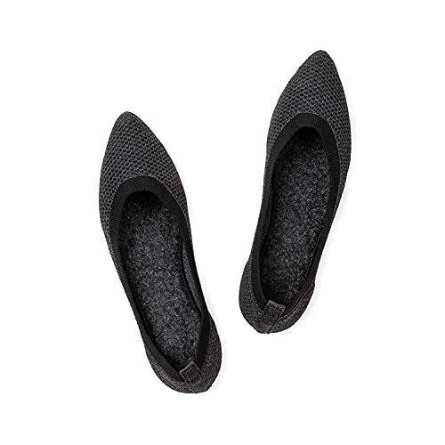 Frank Mully Frauen Spitze Zehe Ballett flach Strickkleid Schuhe Low Wedge Flache Schuhe Komfort Slip On Flats Schuhe für Frau Klassische Schuhe, Schwarz, 39.5 EU von Frank Mully
