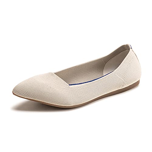 Frank Mully Frauen Spitze Zehe Ballett flach Strickkleid Schuhe Low Wedge Flache Schuhe Komfort Slip On Flats Schuhe für Frau Klassische weiche Schuhe von Frank Mully