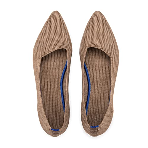 Frank Mully Frauen Spitze Zehe Ballett flach Strickkleid Schuhe Low Wedge Flache Schuhe Komfort Slip On Flats Schuhe für Frau Klassische weiche Schuhe von Frank Mully