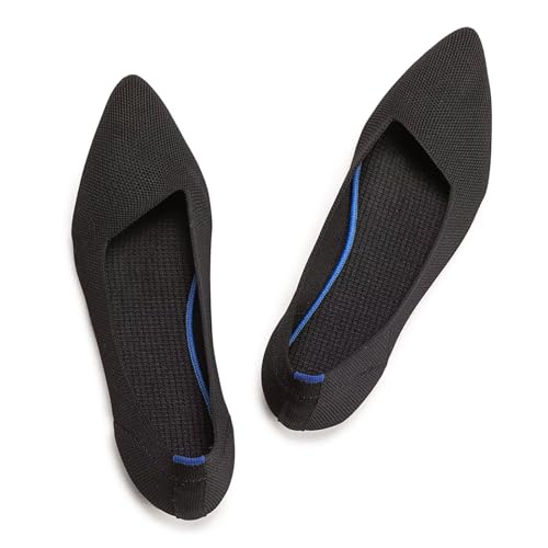 Frank Mully Frauen Spitze Zehe Ballett Flach Strickkleid Schuhe Low Wedge Komfort Slip On Flats für Frau Klassische Weiche von Frank Mully