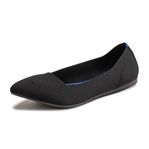 Frank Mully Frauen Spitze Zehe Ballett flach Strickkleid Schuhe Low Wedge Flache Schuhe Komfort Slip On Flats Schuhe für Frau Klassische weiche Schuhe von Frank Mully