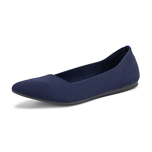 Frank Mully Frauen Spitze Zehe Ballett flach Strickkleid Schuhe Low Wedge Flache Schuhe Komfort Slip On Flats Schuhe für Frau Klassische weiche Schuhe von Frank Mully