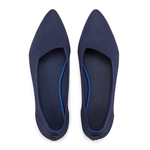 Frank Mully Frauen Spitze Zehe Ballett flach Strickkleid Schuhe Low Wedge Flache Schuhe Komfort Slip On Flats Schuhe für Frau Klassische weiche Schuhe von Frank Mully