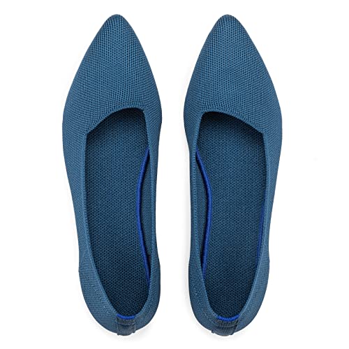 Frank Mully Frauen Spitze Zehe Ballett flach Strickkleid Schuhe Low Wedge Flache Schuhe Komfort Slip On Flats Schuhe für Frau Klassische weiche Schuhe von Frank Mully