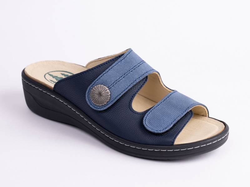 Franken-Schuhe Art. 3020-W40 Farbe: blue sky Damen Pantolette (lose Korkeinlage, Comfortweite "H", Made in Germay) echt Leder, lose Einlage, Weite "H" von Franken-Schuhe