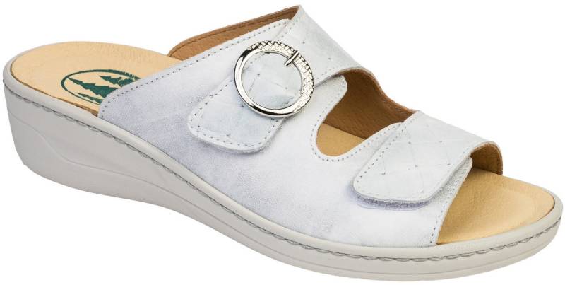 Franken-Schuhe Artikel: 3040-F1 Farbe: silber Damen Pantolette (Weite H, echt Leder) lose Einlage von Franken-Schuhe