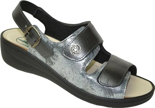 Franken Schuhe Damen Fußbett Sandalette lose Einlage Weite K, Stretch, geeignet für Hallux Valgus, 62274 - Größe 40 von Franken Schuhe