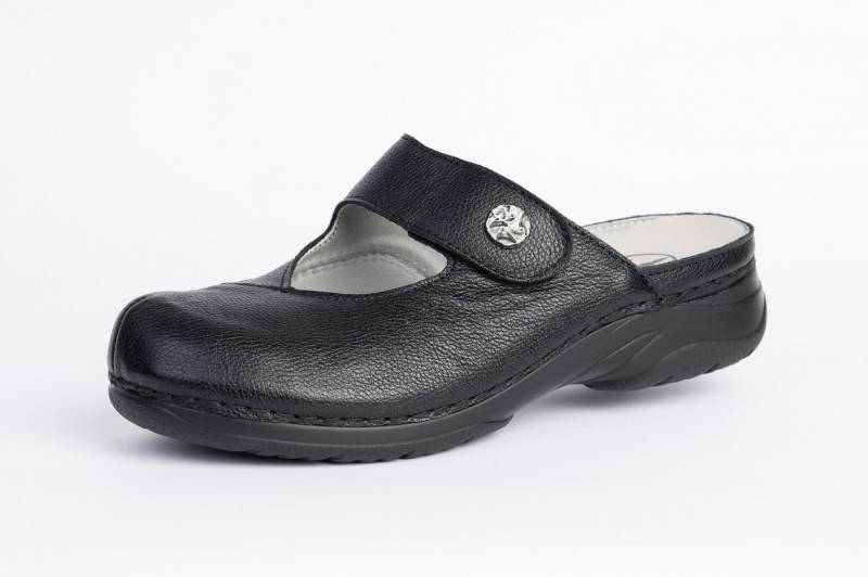 Franken-Schuhe Modell 101-1 Farbe: schwarz Damen Pantolette (geschlossen, Clogs, STRETCH für Hallux, Comfortweite, lose Einlage) von Franken-Schuhe