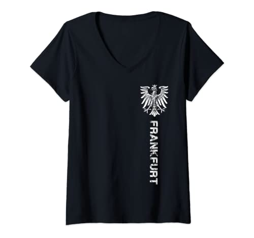 Damen Frankfurt Shirt für Damen Herren & Kinder. Ultras Frankfurt T-Shirt mit V-Ausschnitt von Frankfurt Designs IBK