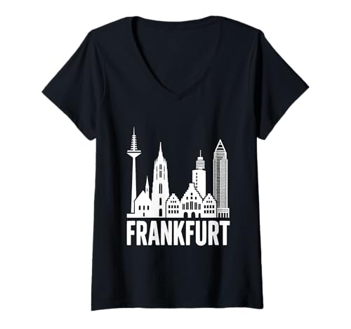Damen Skyline Frankfurt T-Shirt mit V-Ausschnitt Damen Skyline Frankfurt T-Shirt mit V-Ausschnitt von Frankfurt Skyline