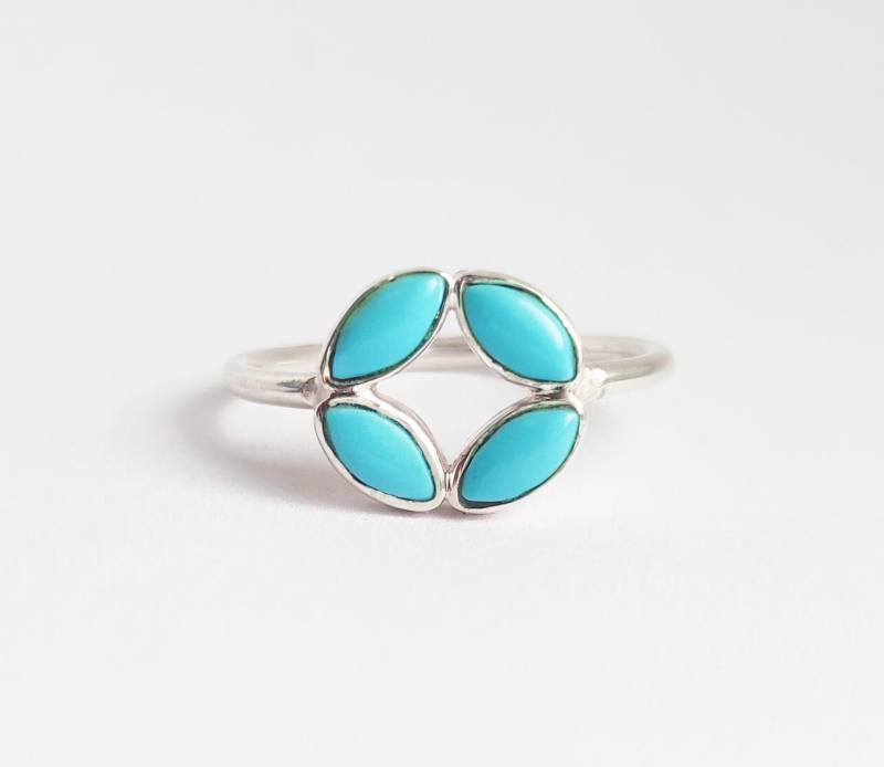 Silber Türkis Geburtsstein Ring Sterling Ringe Einzigartige Zierliche Design Art Deco Birthstone von FrankiAndFelix