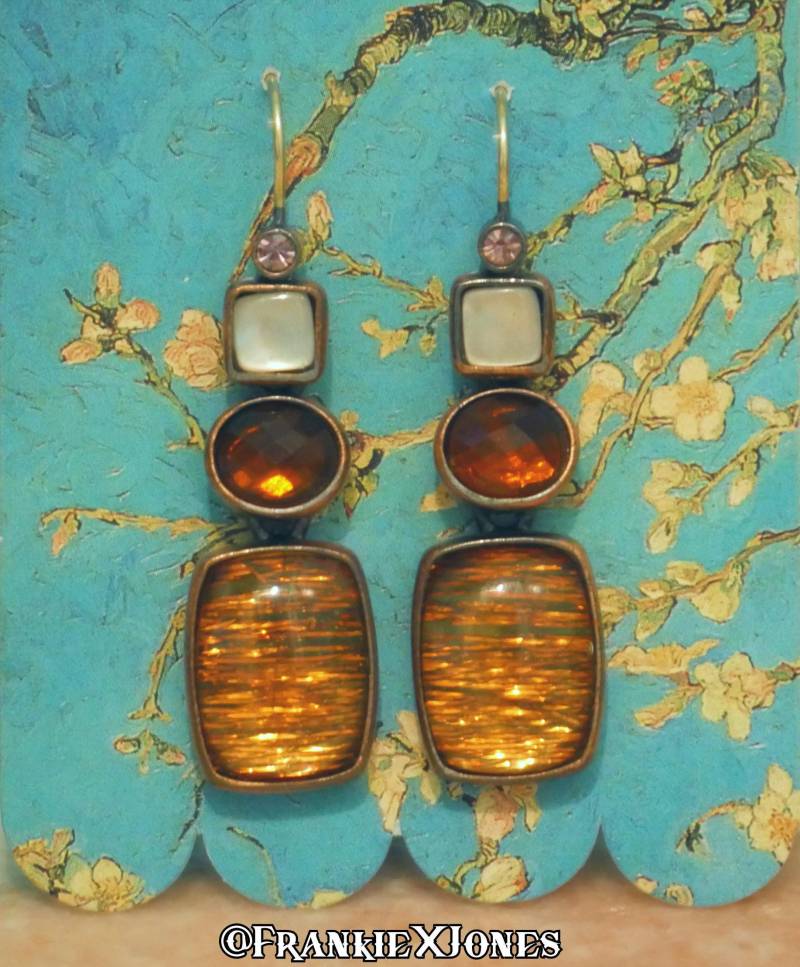 2000Er Kupfer & Stone Glitter Ohrringe 2000Er Kupfer & Stone Glitter Ohrringe von FrankieJonesAntiques