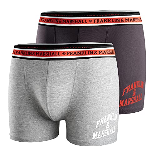 Franklin & Marshall Herren Boxer-I101292 Boxershorts, Light Grey Melange/Black/White/Red, L von Franklin & Marshall