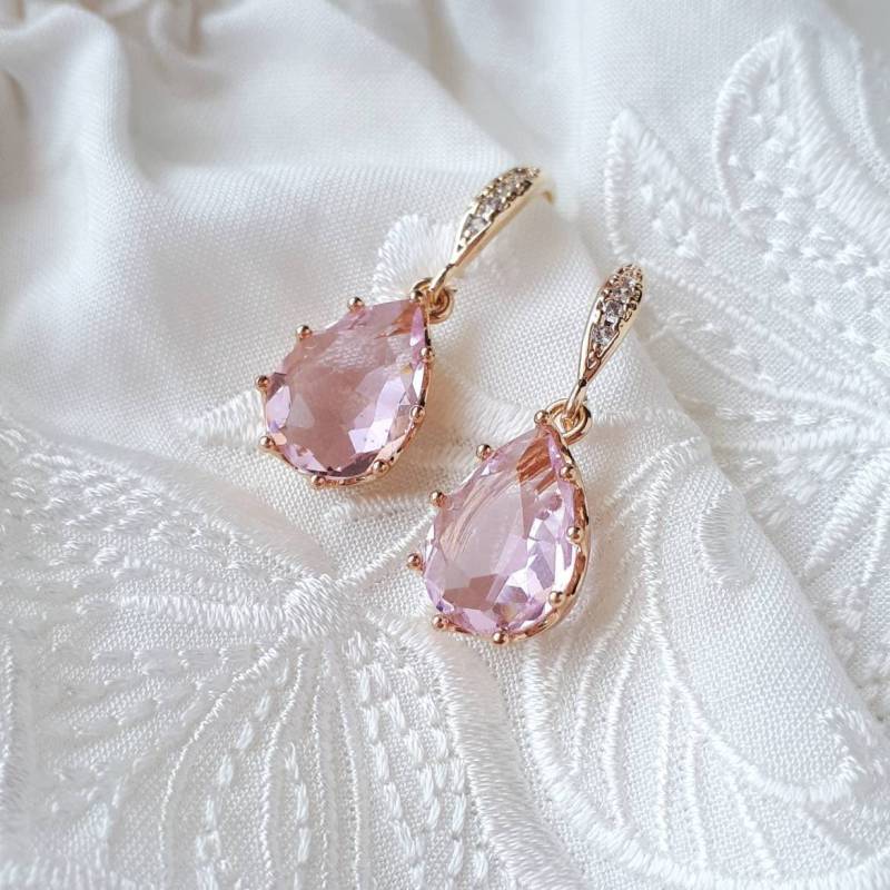 Blush Rosa Braut Ohrringe Kleine Tropfen Gold Hochzeit Blush Rosa Braut Ohrringe Kleine Tropfen Gold Hochzeit von FrankoAccessories