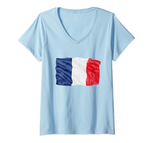 Damen Frankreich Flagge Herren Damen Paris Deko Kinder Frankreich T-Shirt mit V-Ausschnitt von Frankreich Deko Frauen Männer Frankreich Fahne