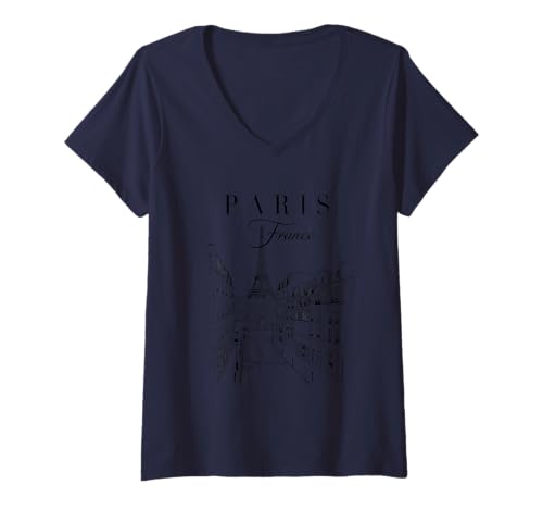 Damen Frankreich Geschenk Französisch Eiffelturm French France T-Shirt mit V-Ausschnitt Damen Frankreich Geschenk Französisch Eiffelturm French France T-Shirt mit V-Ausschnitt von Frankreich Tshirt Herren France Franzose Paris