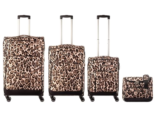 Franky 4er Kofferset 55+69+79 cm + Beautycase Spinner mit Zahlenschloss Leopard von Franky